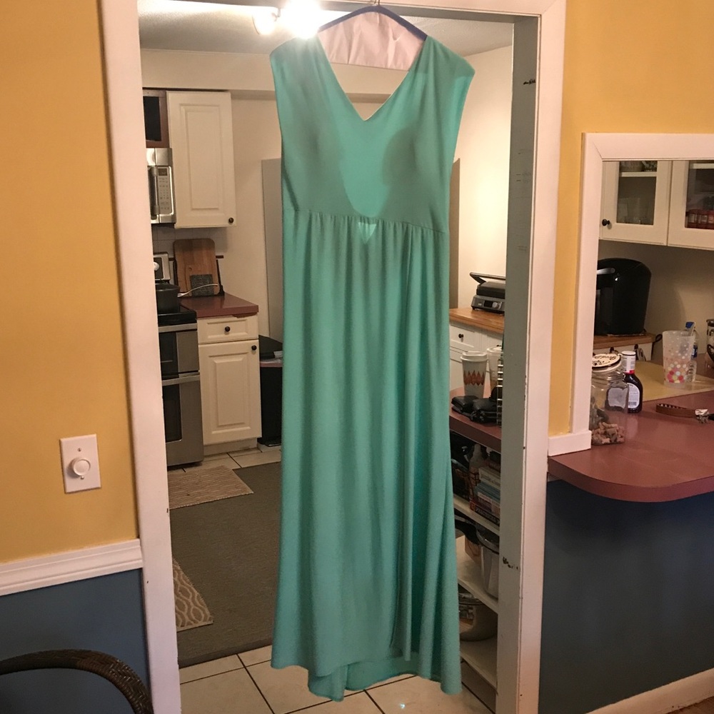 Thea Dora Teal Jeweled Back Prom Dress